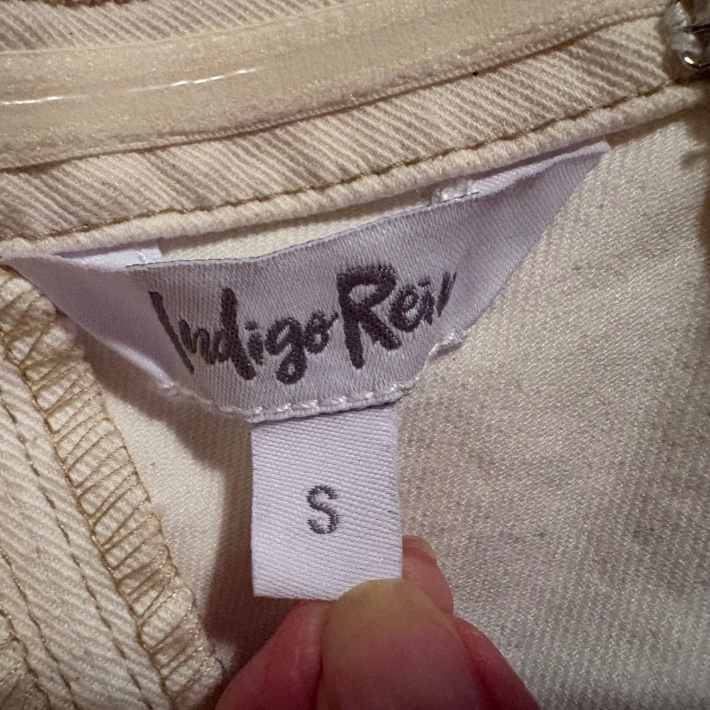 Indigo Rein Womens Strapless Denim Midi Dress Cream Off White Zip Back NWT SZ S - Picture 11 of 13